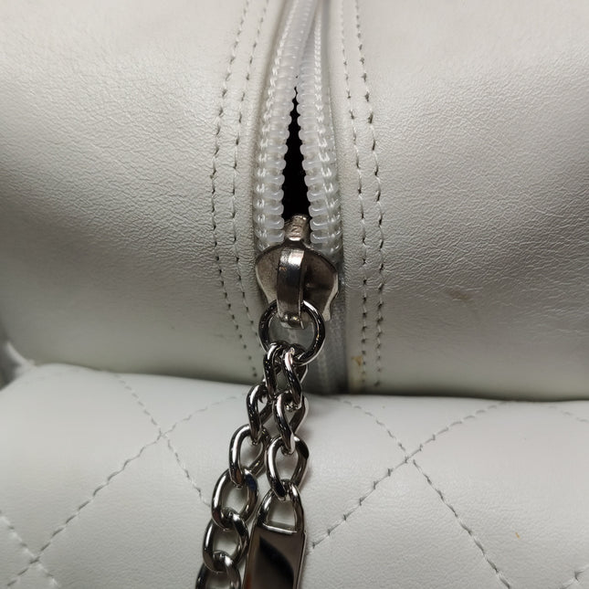 Chanel Cambon Multi-pocket Ligne Reporter Bag Large White Calfskin Leather