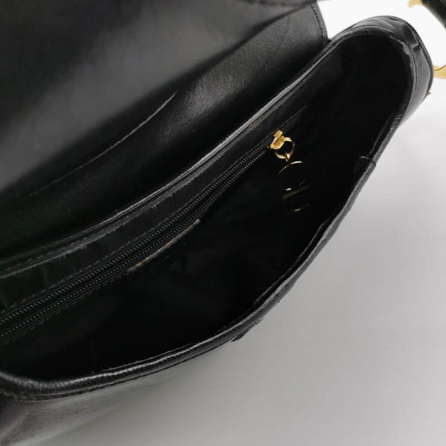 Sold Dior Saddle Vintage 2000 Goatskin Leather Black with Gold Hardware