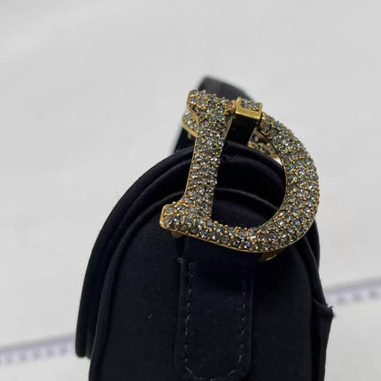Dior Saddle Mini Silk Black with Crystal Embedded Buckles