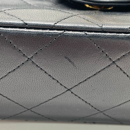 Chanel Vintage Classic Flap Mini Square Black Lambskin 24k Gold HW, 1989-1991