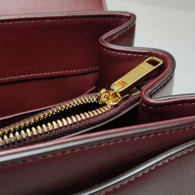 Celine 16 Bag Medium Burgundy Smooth Calfskin Leather With Strap