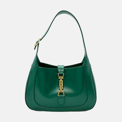 Gucci Jackie 1961 Green Leather Bag Small with Adjustable Strap-Luxbags