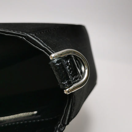 Fendi Baguette Black Silk Crystal Buckle Crossbody Bag