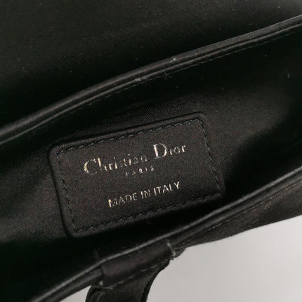 Dior Saddle Mini Silk Handbag Black with crystals