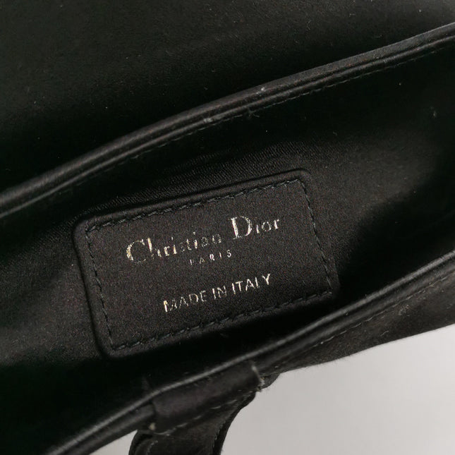 Dior Saddle Mini Silk Handbag Black with crystals