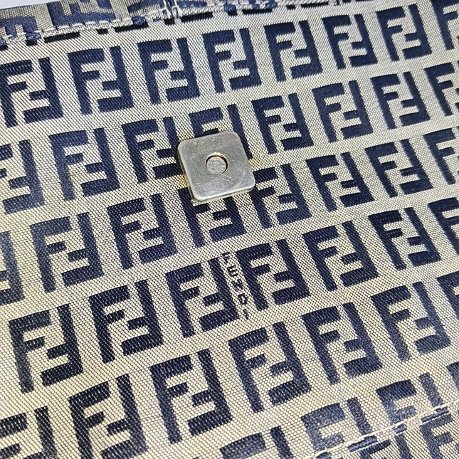 Sold Fendi Baguette Navy Zucchino Print Monogram