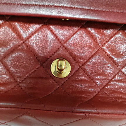 Chanel Classic Flap Vintage 1989 Red Lambskin Leather with 24k Gold Hardware