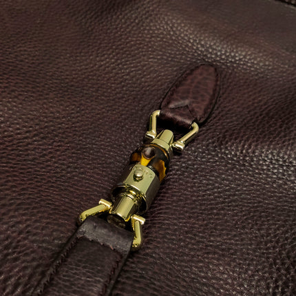 Gucci Jackie Soft Large Brown Leather Shoulder Bag With Strap