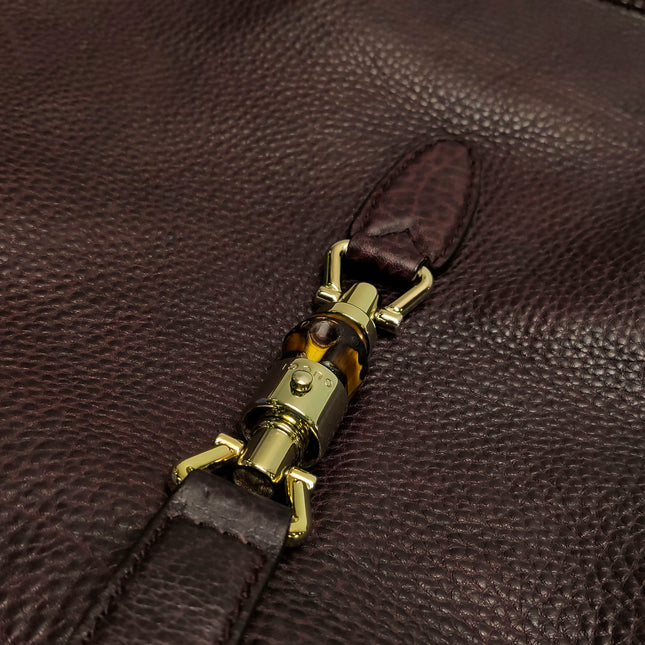 Gucci Jackie Soft Large Brown Leather Shoulder Bag With Strap