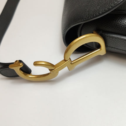 Dior Saddle 2020 Medium Grained Calfskin Leather Bag Black
