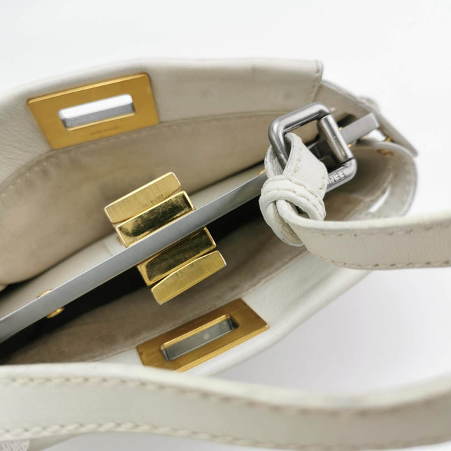 Fendi Peekaboo Mini White Leather Corssbody Bag