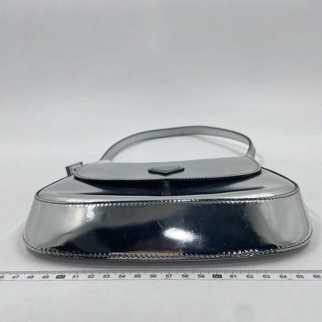 Sold Prada Cleo Flap Silver Leather Shoulder bag