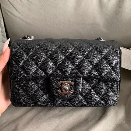 Chanel Classic Flap Mini Black Caviar Silver Hardware 2017-18