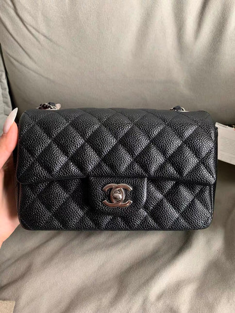 Chanel Classic Flap Mini Black Caviar Silver Hardware 2017-18