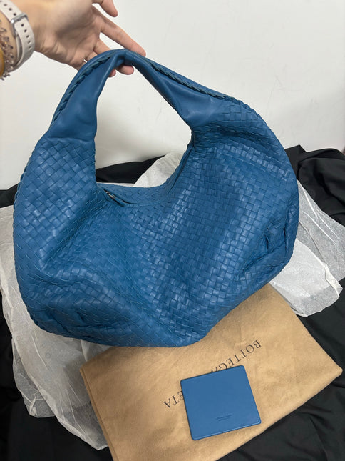 Bottega Veneta Belly Hobo Intrecciato Blue Navy Leather Maxi 50cm