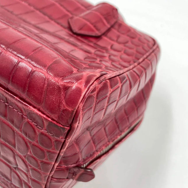 Prada Inside Bag Red Crocodile Leather Pink Lambskin Leather Interior Medium