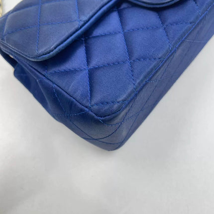 Chanel Classic Flap Mini 2013 Blue Silk Satin Gold Hardware