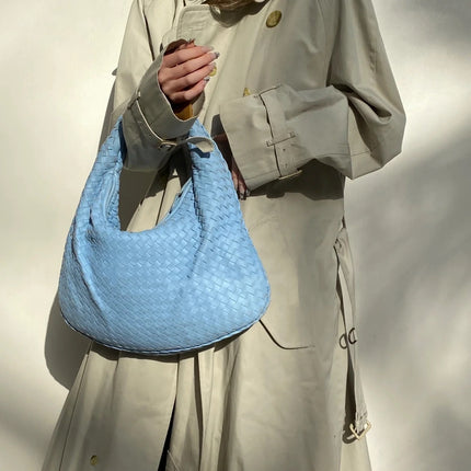 Bottega Veneta Veneta Hobo Medium Baby Blue Intrecciato Leather Bag 41cm