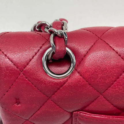 Chanel Classic Flap Medium Red Lambskin Leather with Silver Hardware 2012-13