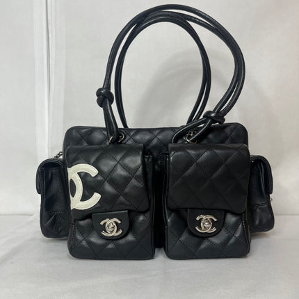 Chanel Cambon Multi-pocket Ligne Reporter Bag Medium Black Calfskin Leather