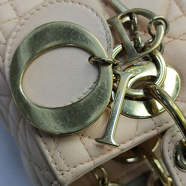 Lady Dior Medium Light Pink Lambskin Leather Gold Hardware