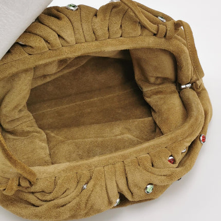 Bottega Veneta Pouch Mini Brown Suede with Multicolor Gems