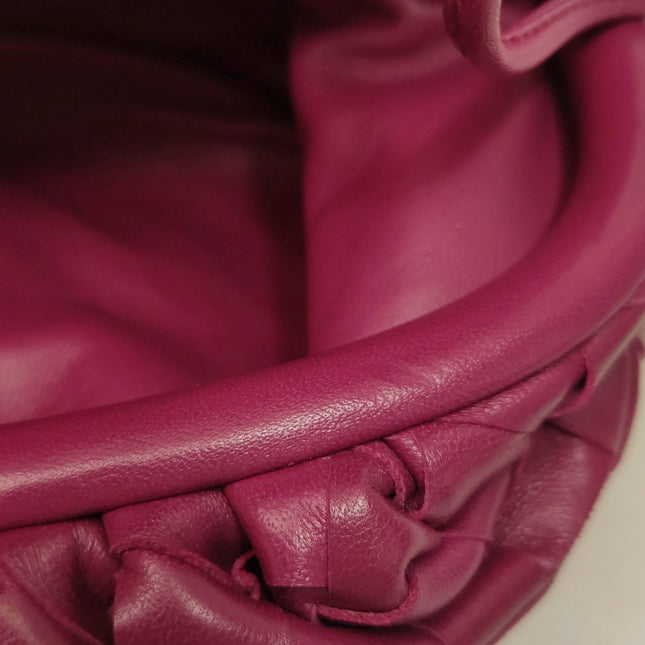 Bottega Veneta Pouch Mini Intrecciato Burgundy Lambskin Leather Crossbody Bag