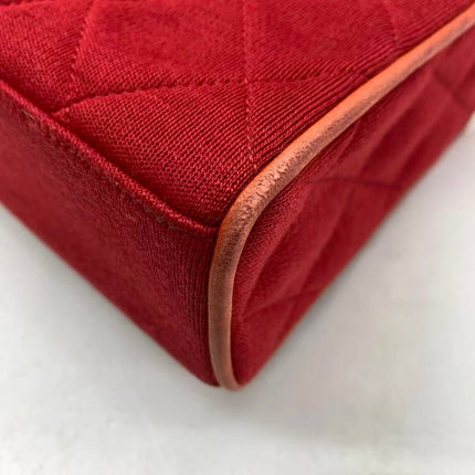 Chanel Mini Top Handle Bag Red Fabric Gold Hardware