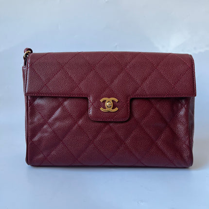 Chanel Vintage Burgundy Caviar Leather Shoulder Bag 24k Gold HW