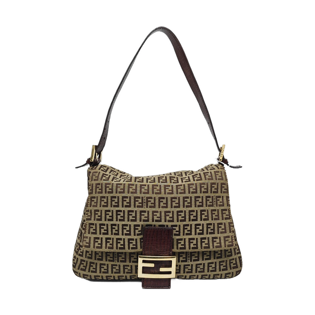 Fendi Mamma Baguette Brown Classic Zucchino Monogram Shoulder Bag-Luxbags