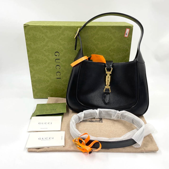 Sold Gucci Jackie 1961 Black Leather Bag Small with Adjustable Strap