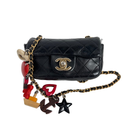 Chanel Classic Flap Super Mini Valentine's Special Black Lambskin Nautical Charms