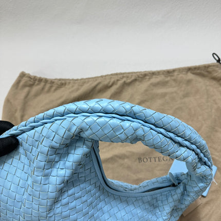 Sold Bottega Veneta Veneta Hobo Medium Baby Blue Intrecciato Leather Bag 43cm