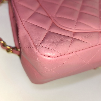 Chanel Classic Flap Rectangular Mini Pink Lambskin Leather Gold Hardware