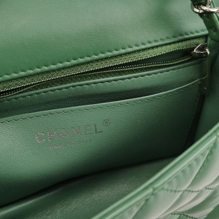 Chanel Classic Flap Rectangular Mini Green Patent Leather Silver Hardware 2016-2017