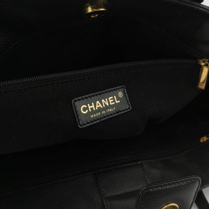 Chanel Cerf Executive Black Caviar Leather Handbag Gold Hardware