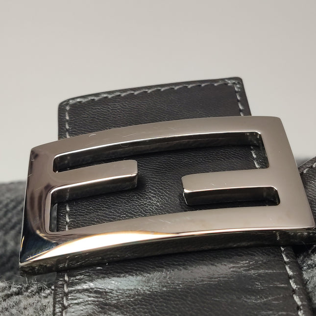 Fendi Baguette Bag Grey Wool Zucca Print Shoulder Bag