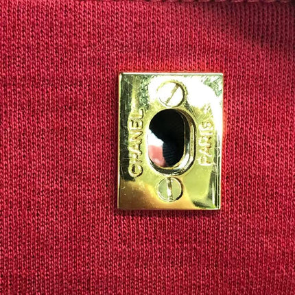 Chanel Mini Top Handle Bag Red Fabric Gold Hardware