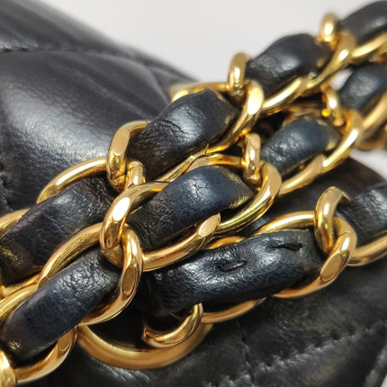Chanel Double Sided Small Classic Flap Black Lambskin Leather 24k Gold Hardware, 1996-1997