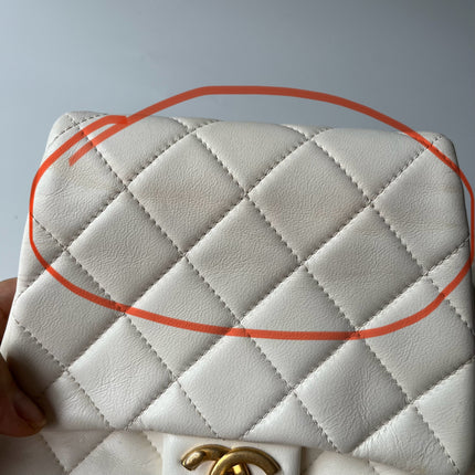 Chanel White Quilted Lambskin Double Side Pack Bags Aged Gold Hardware 2019