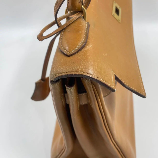 Hermes Kelly 32 Retourne 1976 Gold Box Leather Gold Hardware
