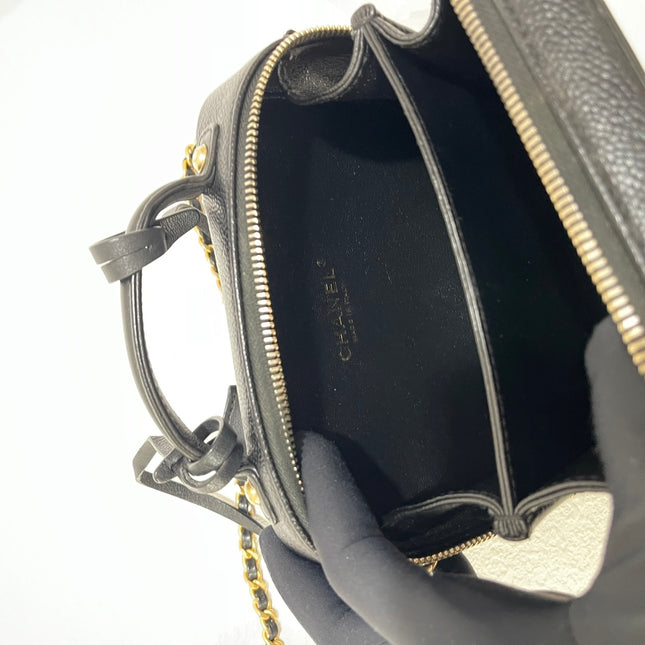 Chanel Filigree Mini Vanity Case 2019 Caviar Leather Black
