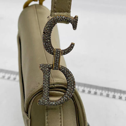 Dior Saddle Mini Silk Handbag Light Gold with crystals
