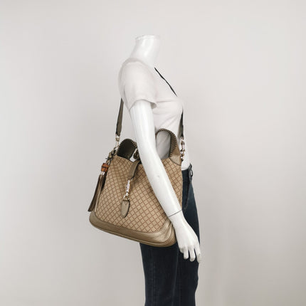 Sold Gucci Jackie 1961 Soft Monogram Canvas and Leather Bag Medium