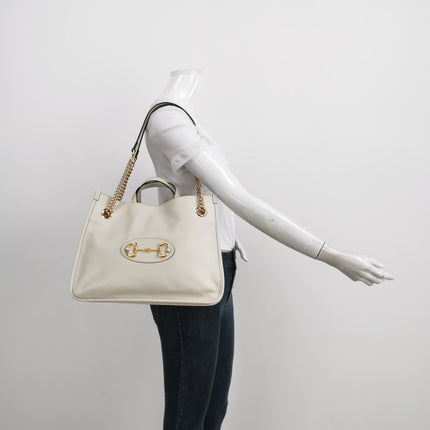 Sold Gucci 1955 Horsebit Chain Tote Leather White