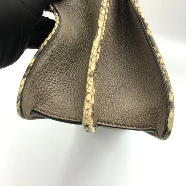 Fendi Peekaboo ISeeU Sellier Small Grey Leather with Python Skin Trimming