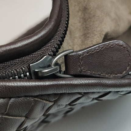 Bottega Veneta Veneta Hobo Medium Dark Chocolate Brown 40cm Intrecciato Lambskin leather