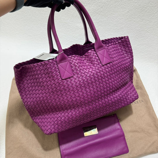 Bottega Veneta Cabat Large Intreccio Leather Tote Bag Purple with Pouch 42cm-Luxbags