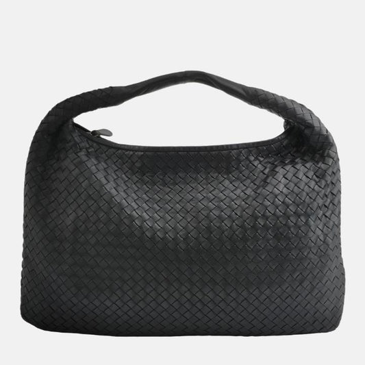 Bottega Veneta Intrecciato Hobo Bag Medium Black Lambskin leather 47cm-Luxbags