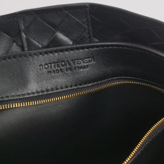 Bottega Veneta Andiamo Medium Black Intrecciato Leather Handbag